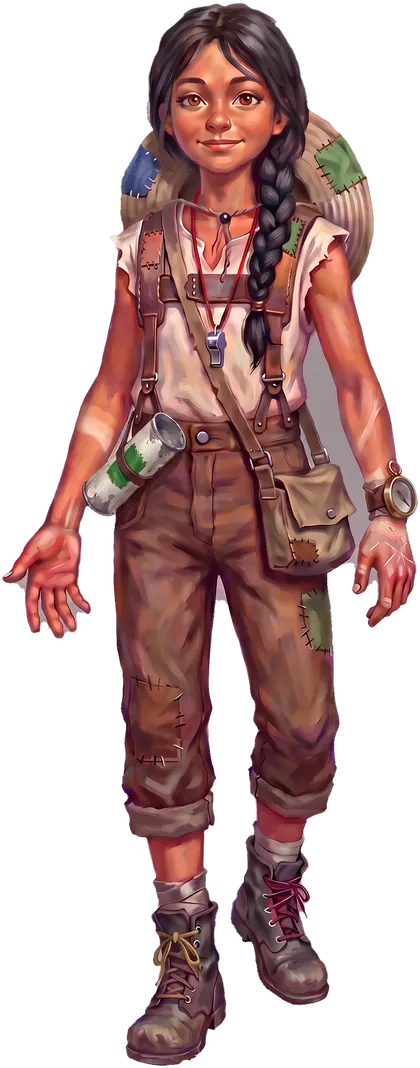 Mars Quintero, twelve, in a scout's harness hung with compass, whistle and message tube, under a hat mended in three fabrics.
