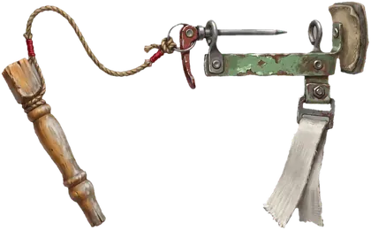 The Cast-Off: one tapered pin and a sanded wooden lever, hung where the animal wearing the rig likes to scratch.